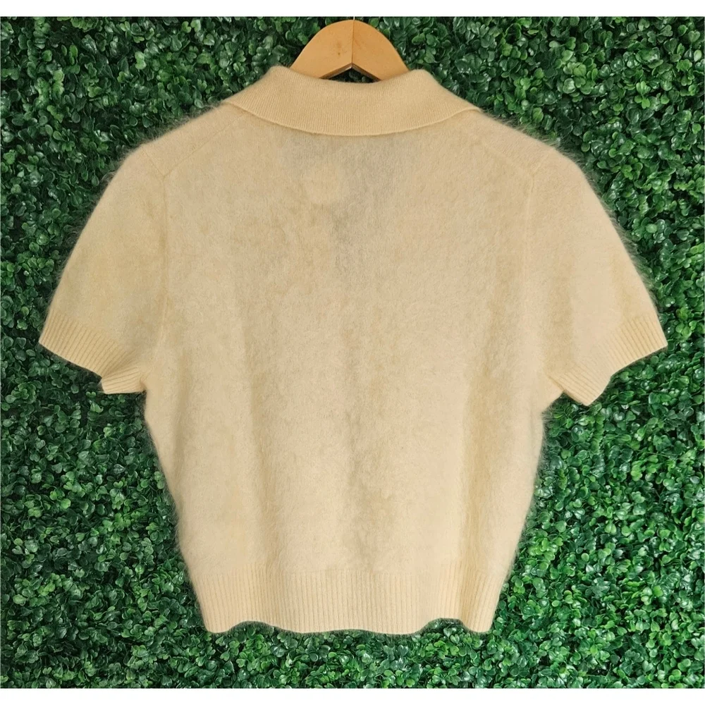 J.Crew Brushed Cashmere Short-Sleeve Sweater-Polo - Picture 5 of 9